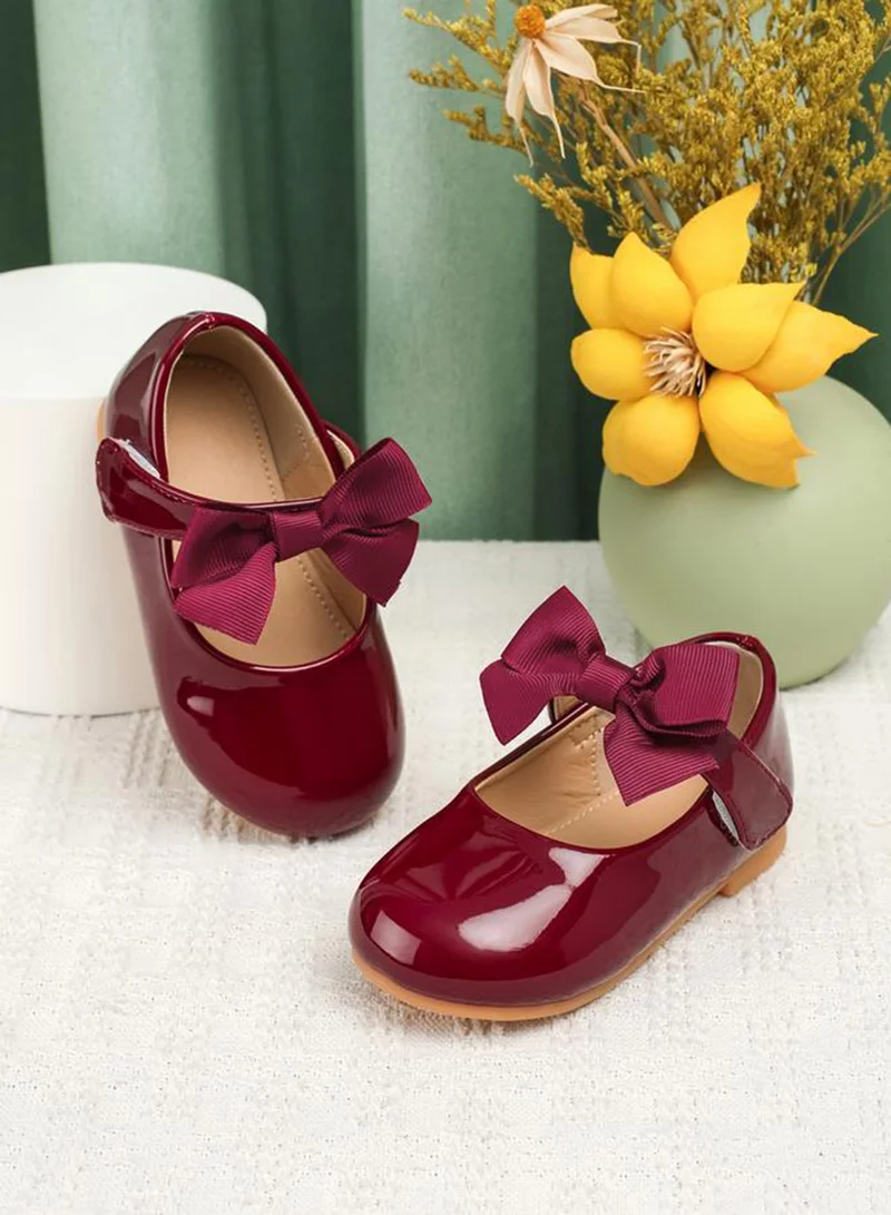 Take Two Girls Solid Bow Decoration Ballerina Shoes